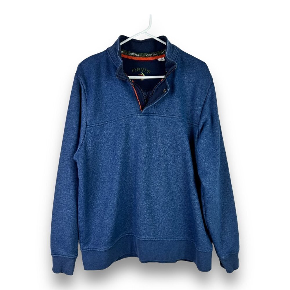 Orvis Mens Sz XL 1/4 Zip Mock Neck Pullover Sweatshirt Fall Fly Fishing Outdoors
